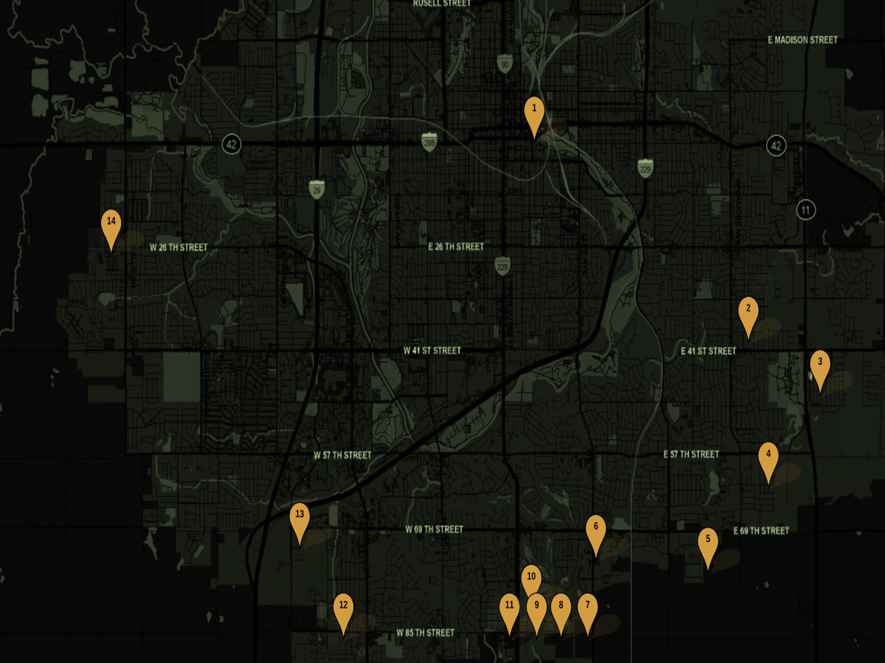 Cresten apartments on map across Sioux Falls